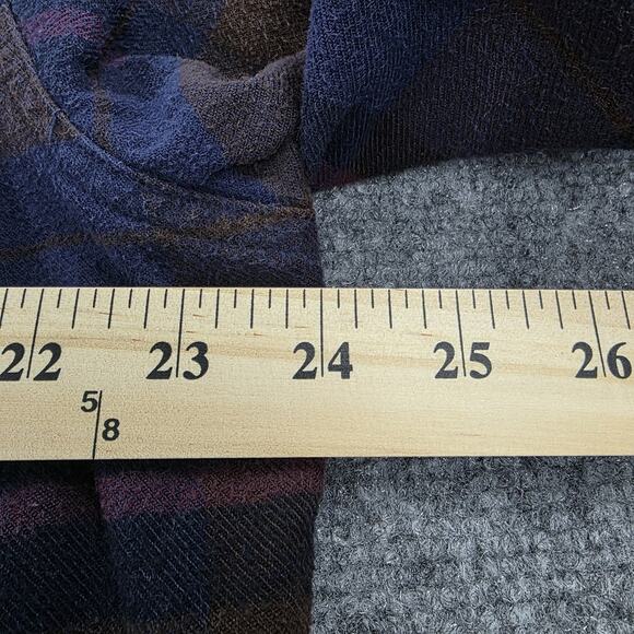 CQR Flannel Shirt Mens Large Blue Brown Plaid Long Sleeve Corduroy Collar Pocket - Picture 6 of 16